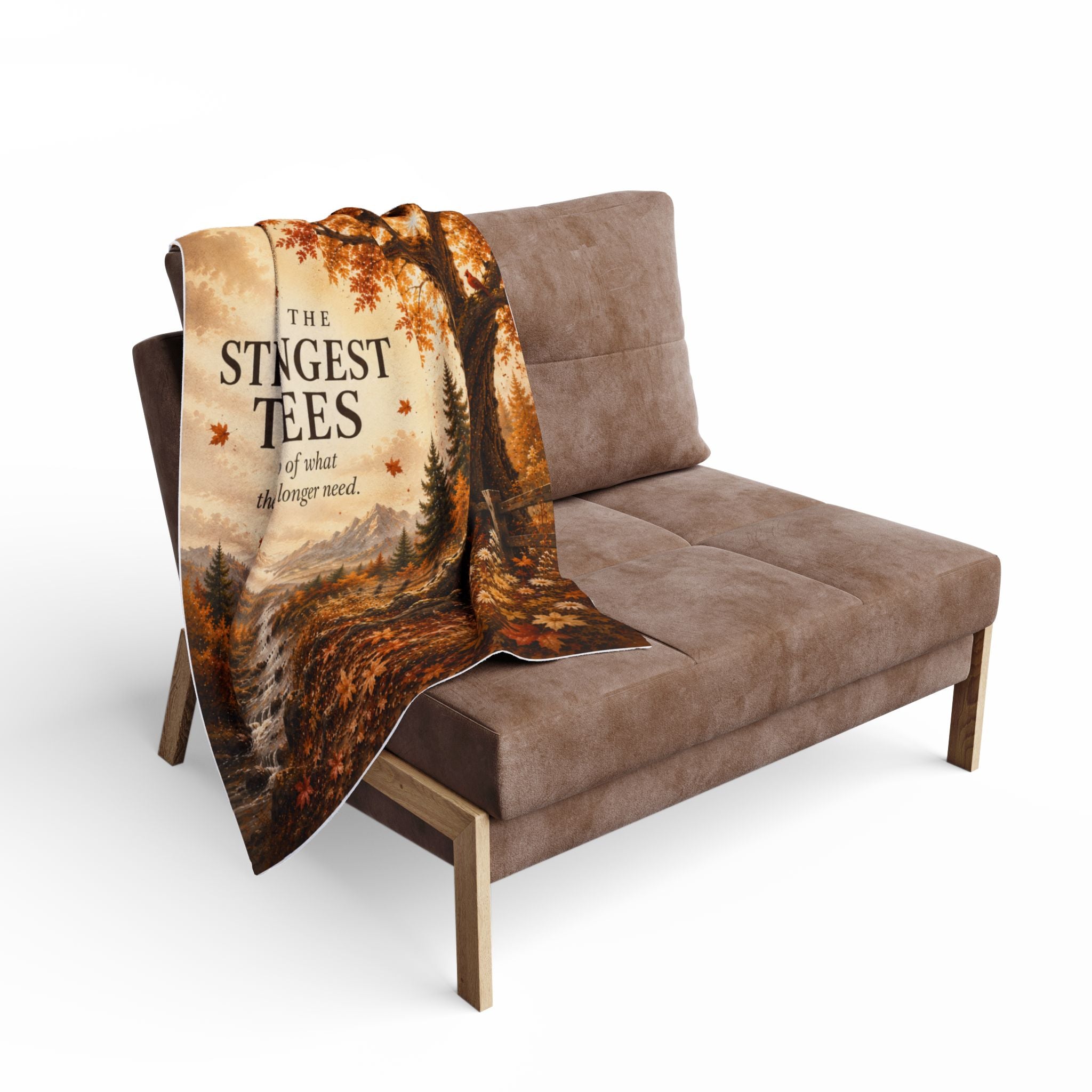 Autumn Woodland Fleece Blanket — “Even the Strongest Trees” Inspirational Fall Throw