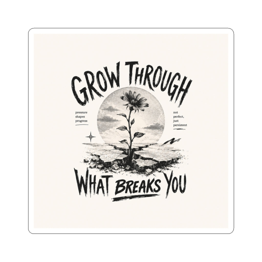 Sticker — "Grow Through What Breaks You" Inspirational Botanical Sticker