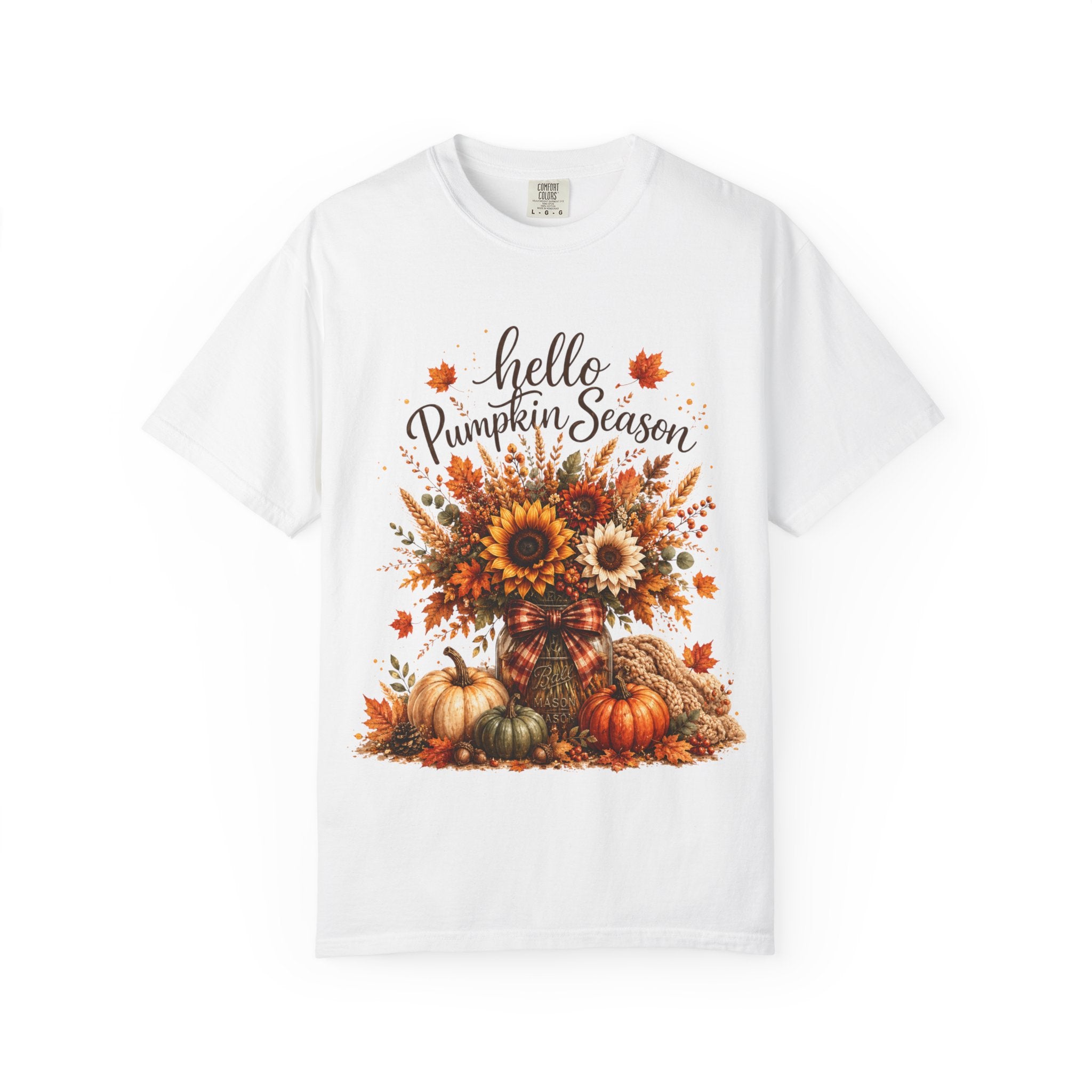 Hello Pumpkin Season T-Shirt — Fall Sunflower & Pumpkin Autumn Tee