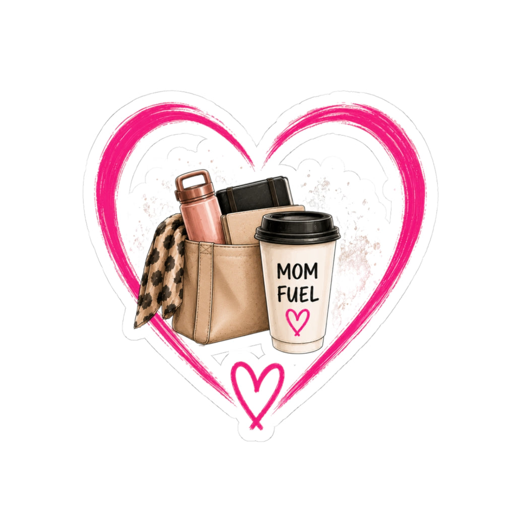 Mom Fuel Heart Sticker — Kiss-Cut Laptop & Planner Decal