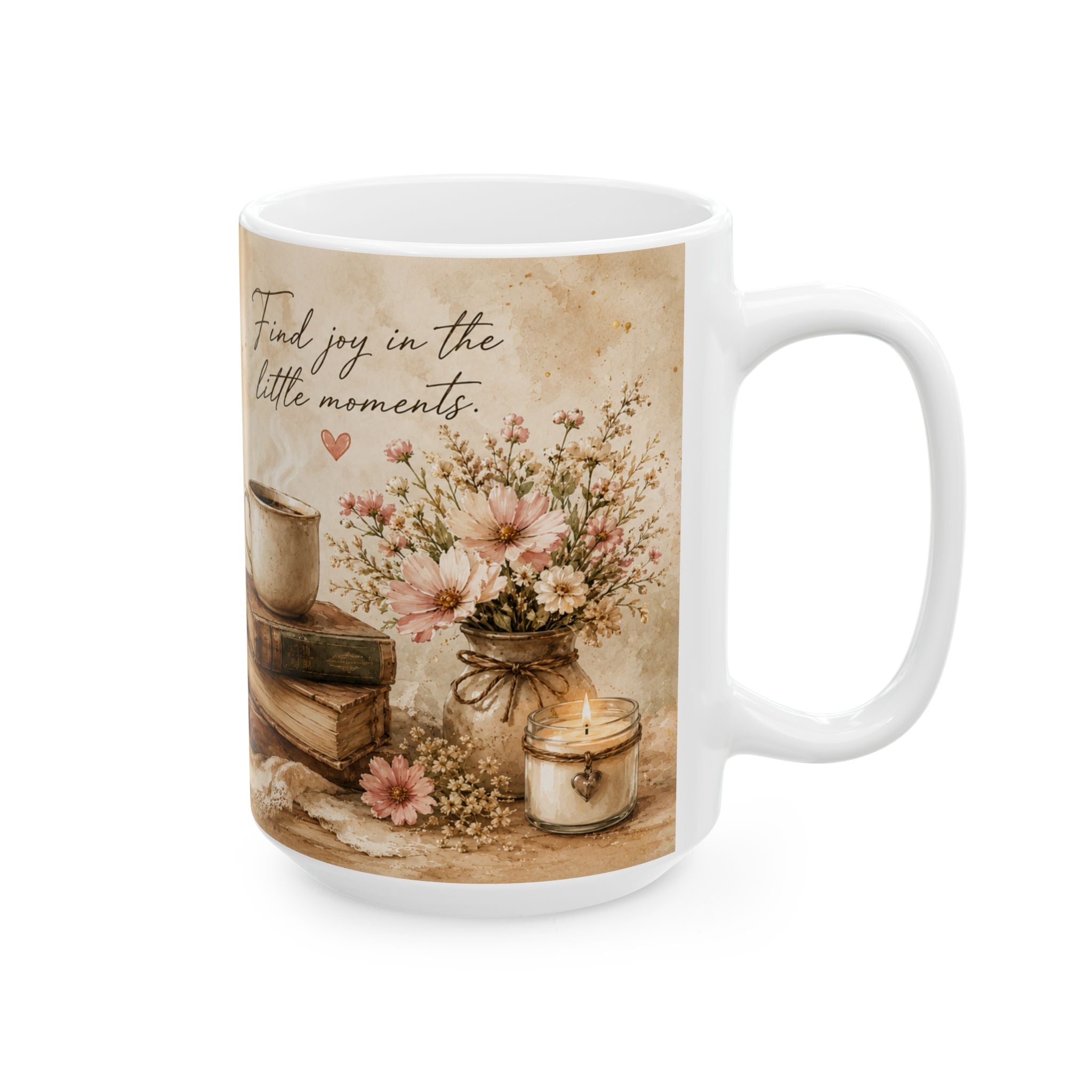 Inspirational Cozy Mug — "Find Joy in the Little Moments" Ceramic Coffee Cup