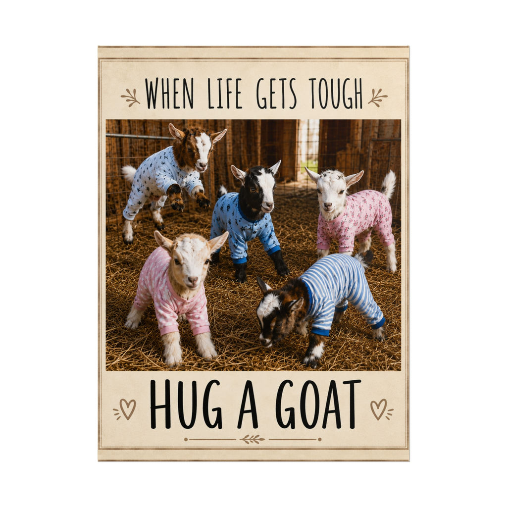 When Life Gets Tough Hug a Goat Poster | Rolled Poster, Farm Animal Wall Art