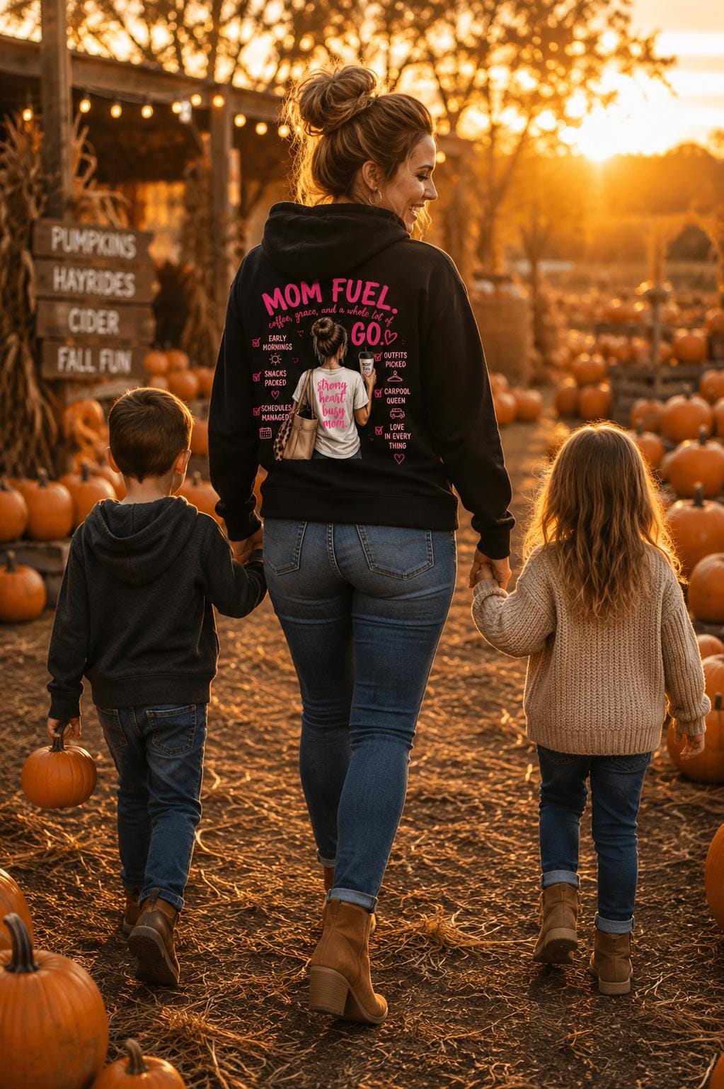 Mom Fuel Hoodie | Coffee Heart Graphic, Mom Life Illustration