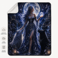 Moon Goddess Sherpa Fleece Blanket — Mystic Night Wolf Design