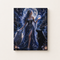 Moon Goddess Canvas Print — Mystical Night Wall Art with Wolves