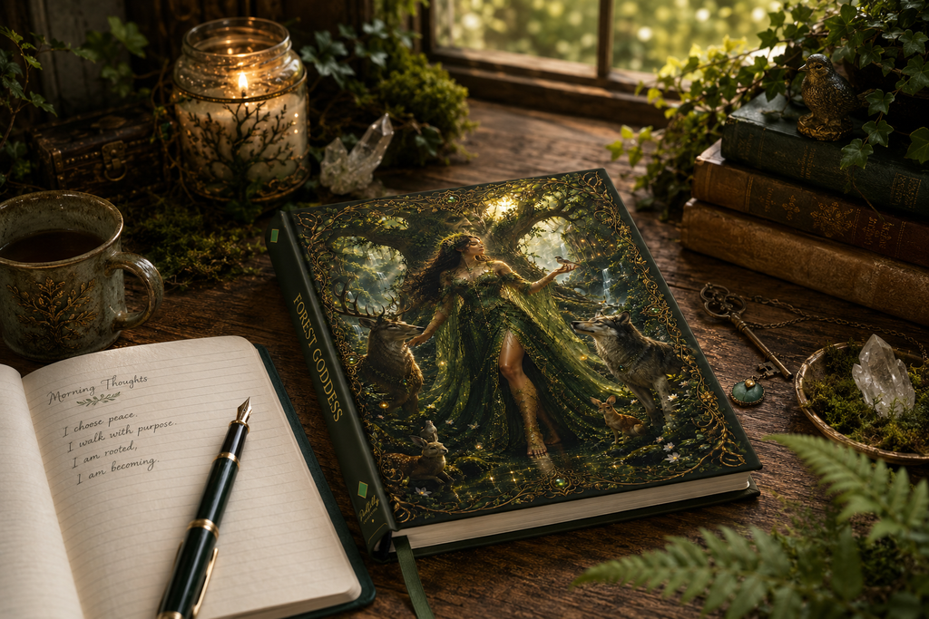 Hardcover Journal — Forest Goddess Fantasy Notebook