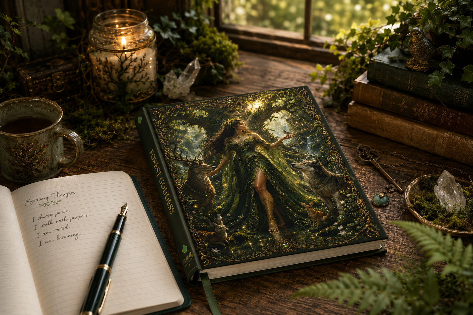 Hardcover Journal — Forest Goddess Fantasy Notebook