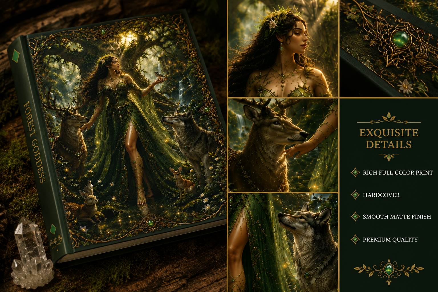 Hardcover Journal — Forest Goddess Fantasy Notebook