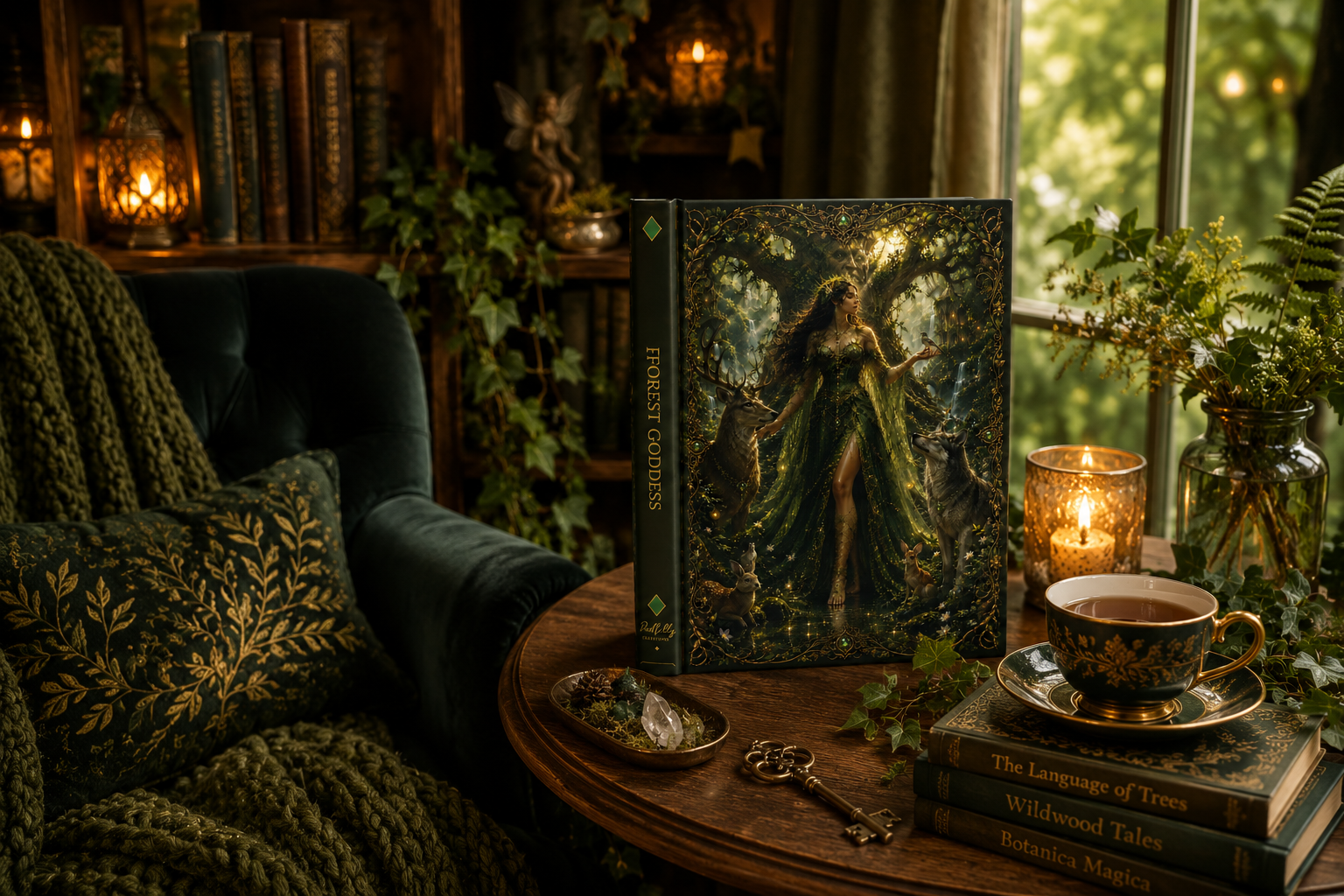 Hardcover Journal — Forest Goddess Fantasy Notebook