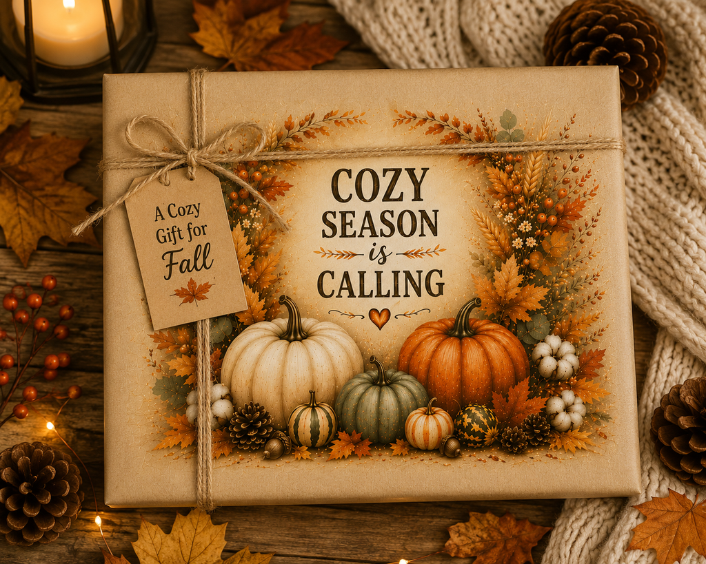 Cozy Season Is Calling Canvas Wall Art — Fall Pumpkin Wreath Autumn Decor
