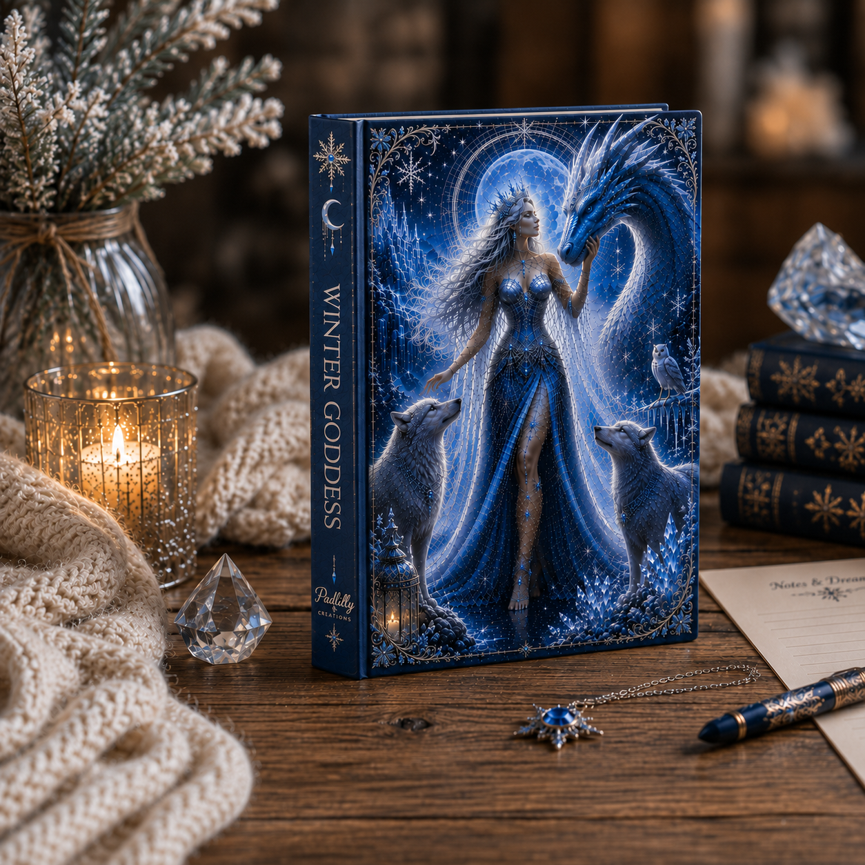 Winter Goddess Journal — Fantasy Ice Goddess Hardcover Notebook