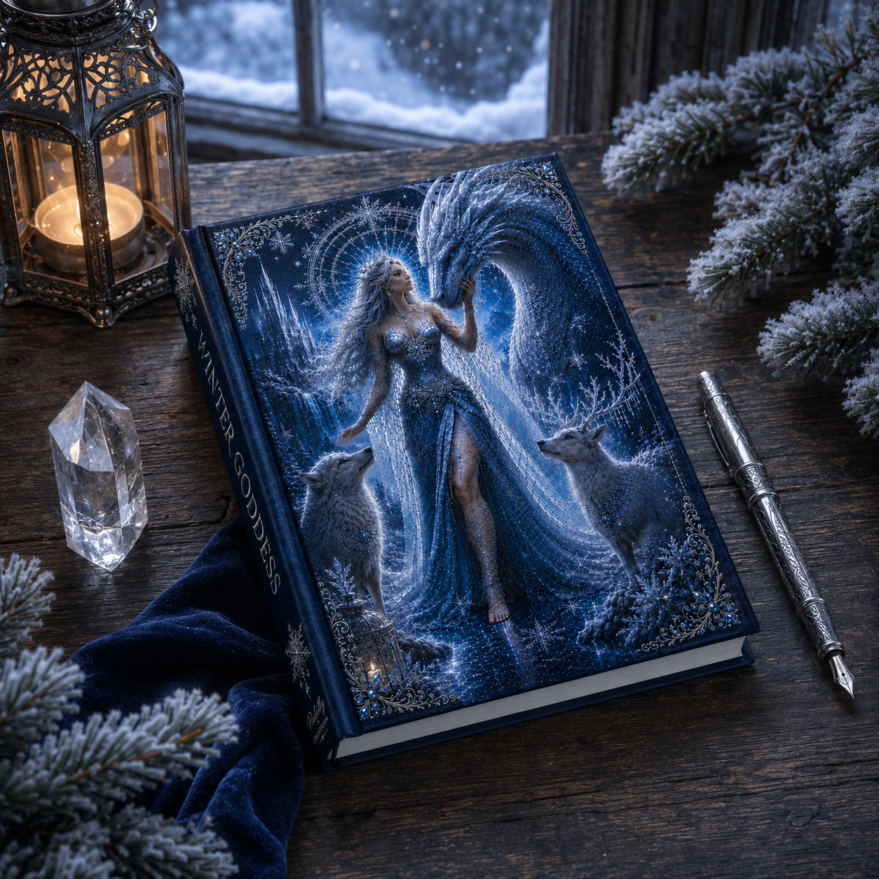 Winter Goddess Journal — Fantasy Ice Goddess Hardcover Notebook