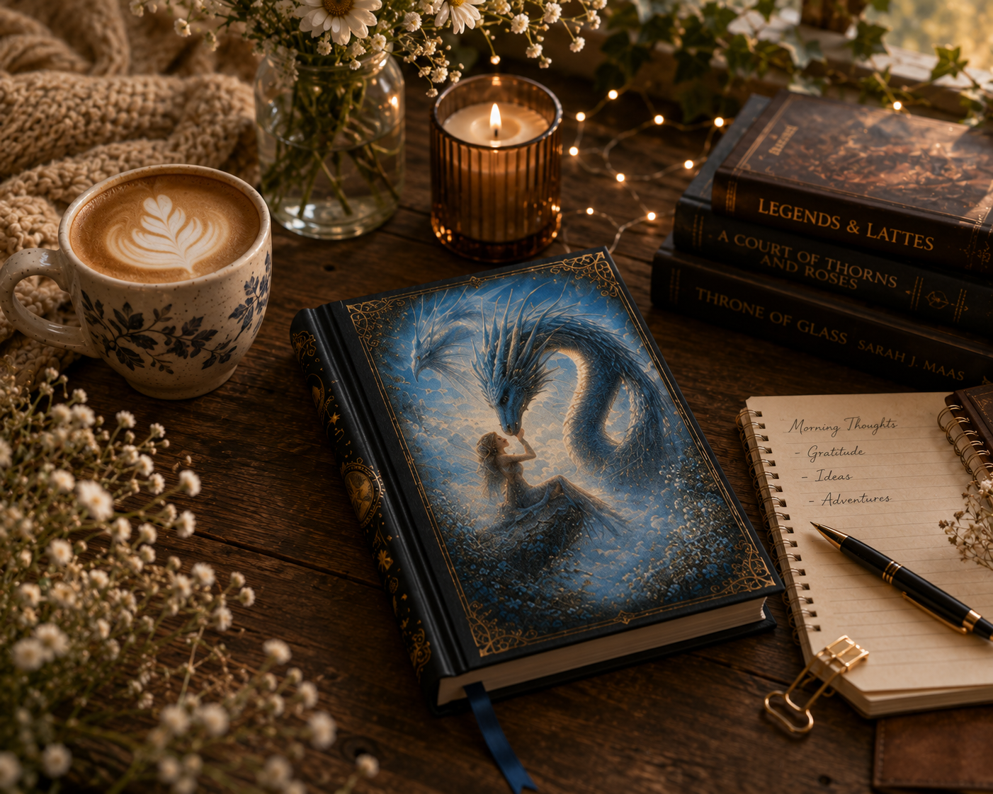 Air Dragon & Fairy Hardcover Journal — Mystical Fantasy Notebook for Writing, Sketching, & Gift Giving