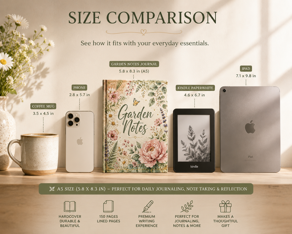 Garden Notes Hardcover Journal — Floral Gardening Notebook for Plant Lovers