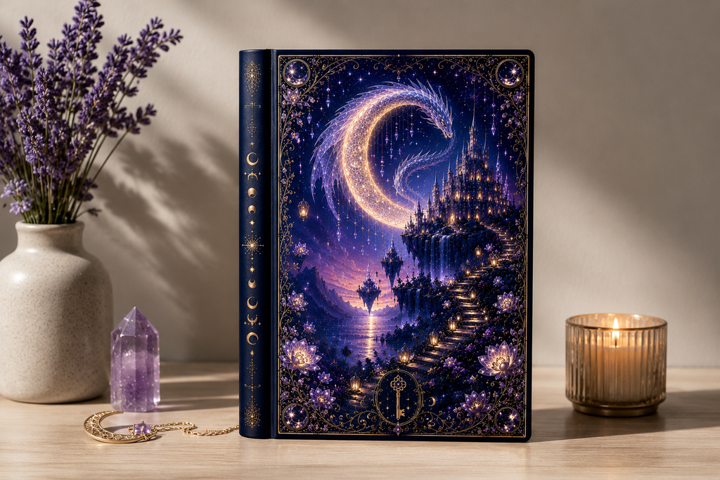 Celestial Moonlit Fantasy Hardcover Journal – Starry Night Dreamscape Notebook