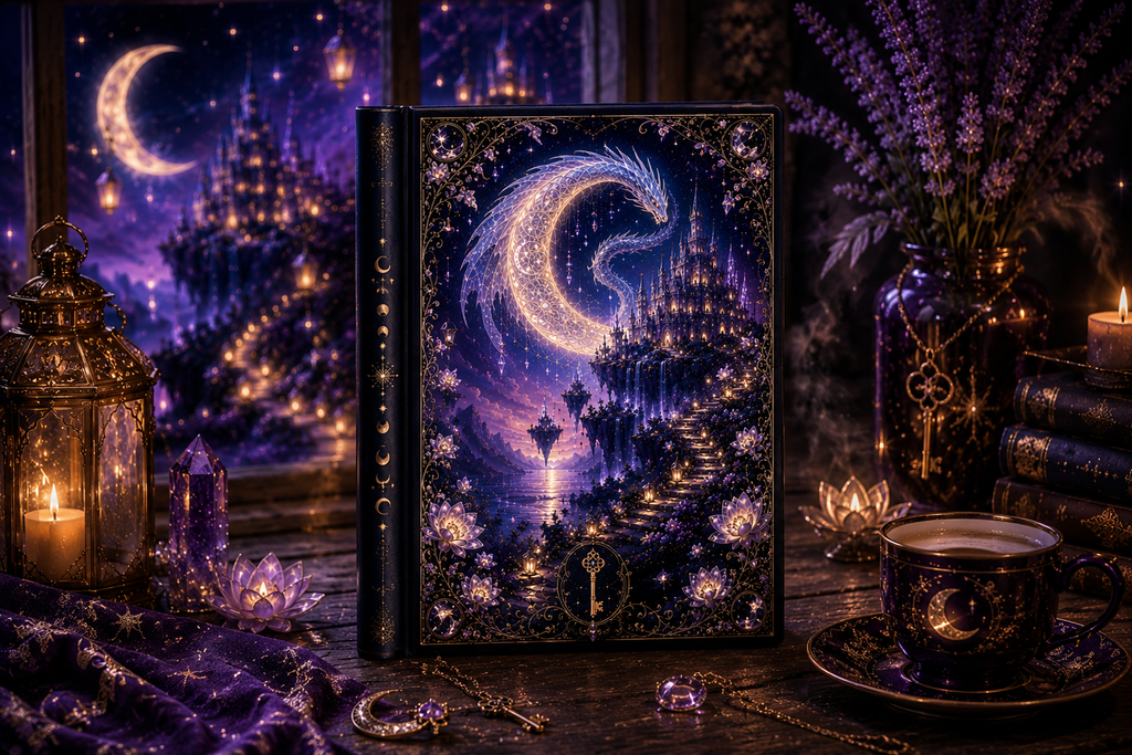 Celestial Moonlit Fantasy Hardcover Journal – Starry Night Dreamscape Notebook
