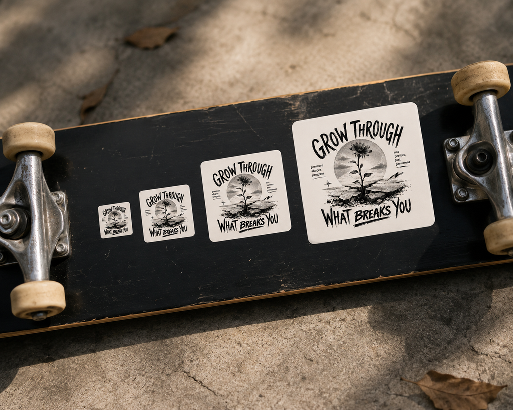 Sticker — "Grow Through What Breaks You" Inspirational Botanical Sticker
