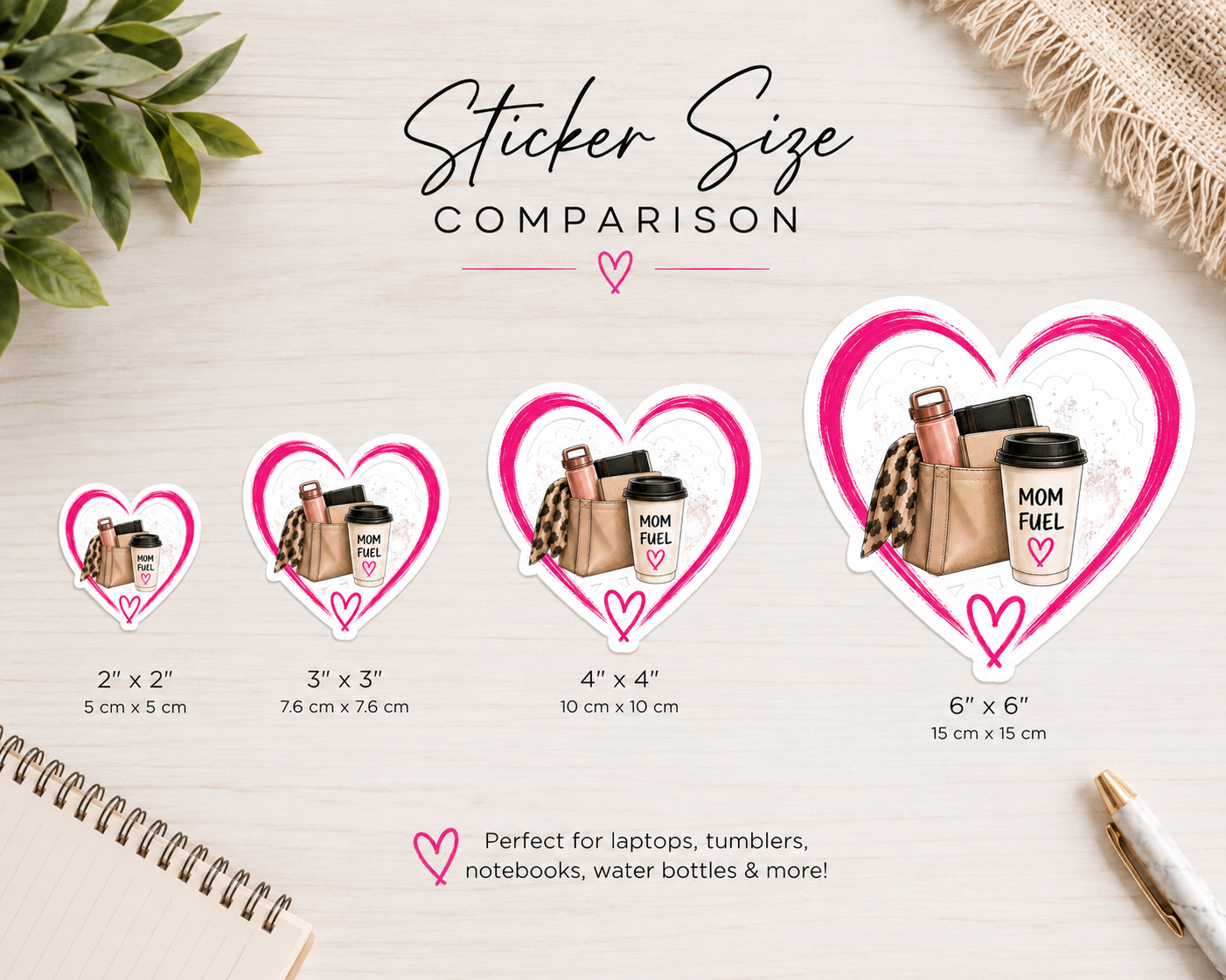 Mom Fuel Heart Sticker — Kiss-Cut Laptop & Planner Decal