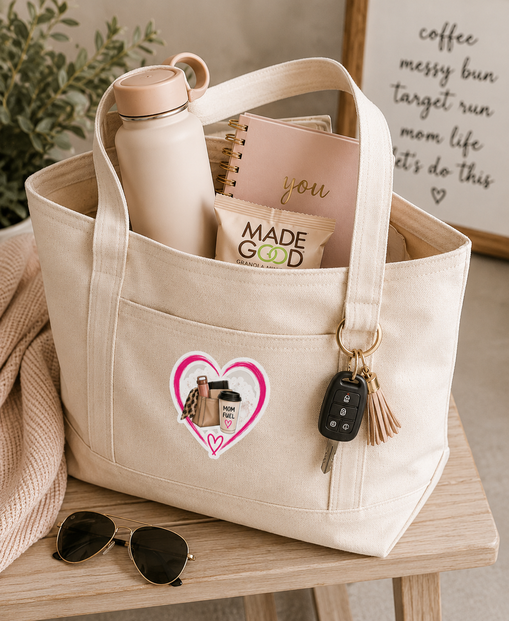 Mom Fuel Heart Sticker — Kiss-Cut Laptop & Planner Decal
