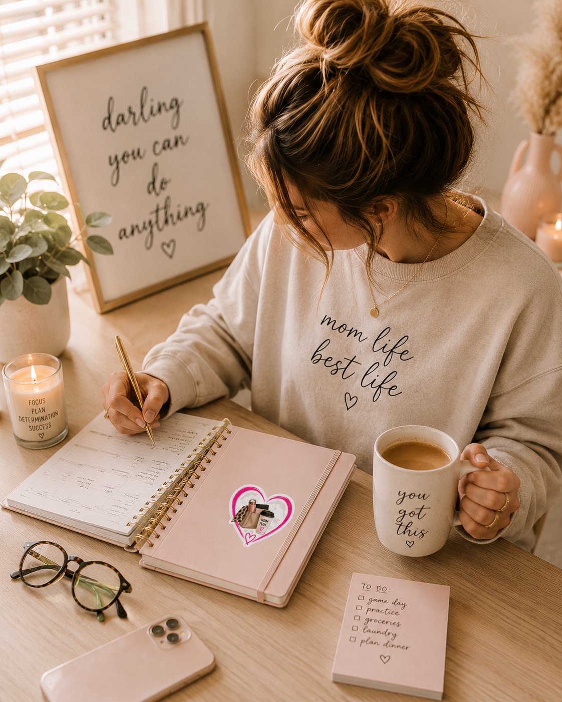 Mom Fuel Heart Sticker — Kiss-Cut Laptop & Planner Decal