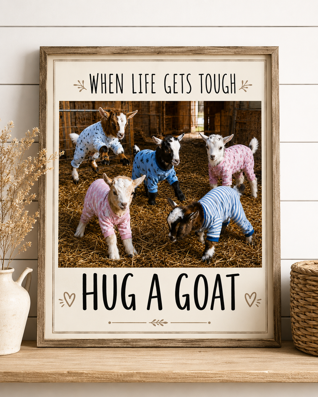 When Life Gets Tough Hug a Goat Poster | Rolled Poster, Farm Animal Wall Art