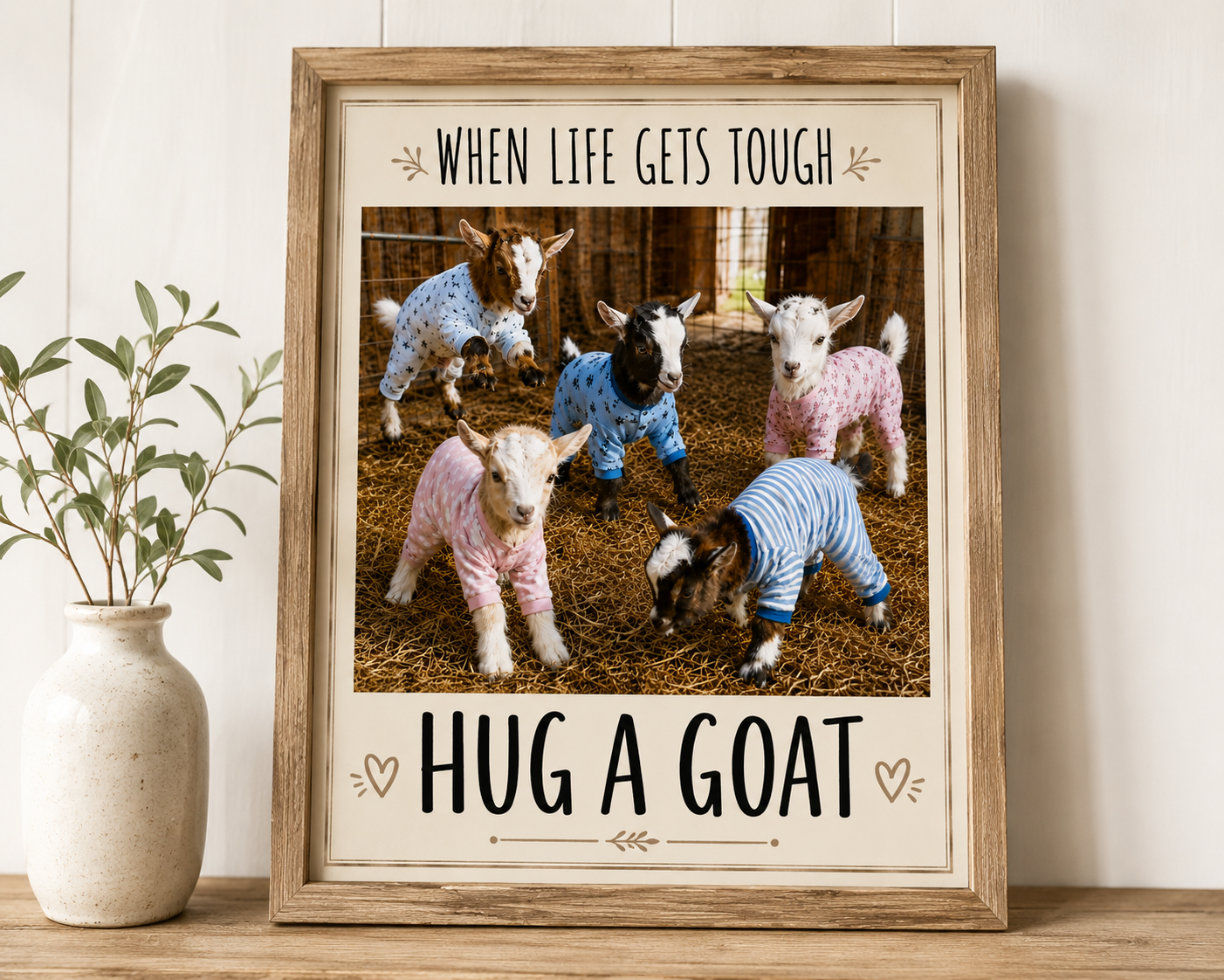 When Life Gets Tough Hug a Goat Poster | Rolled Poster, Farm Animal Wall Art