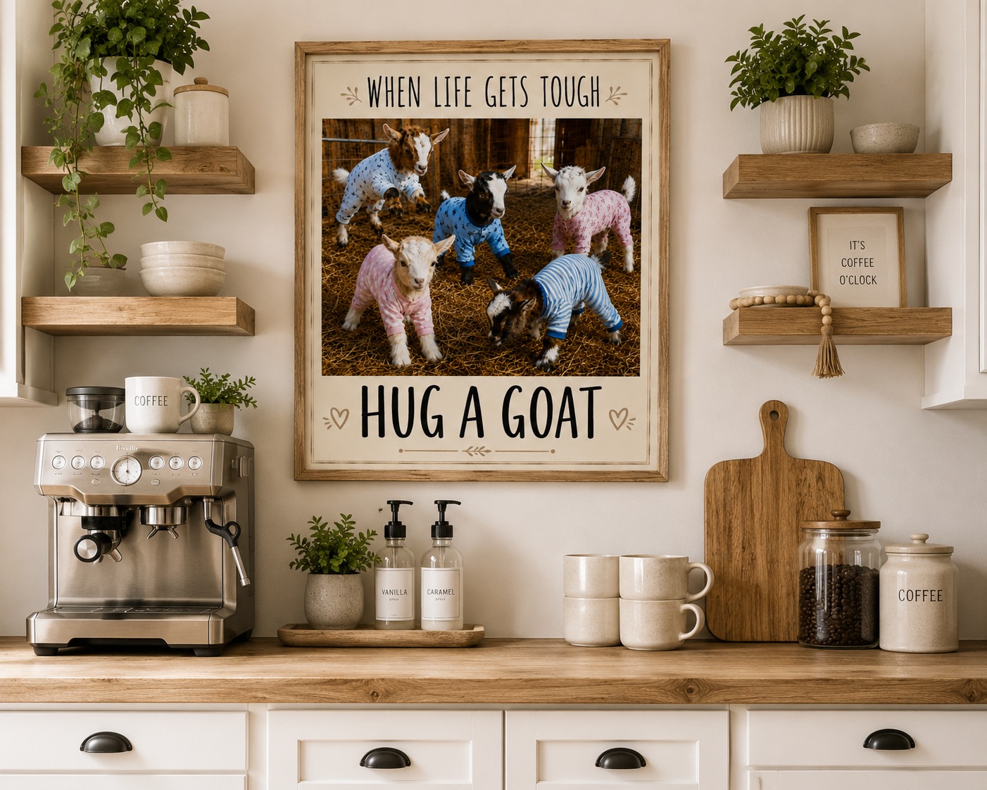 When Life Gets Tough Hug a Goat Poster | Rolled Poster, Farm Animal Wall Art