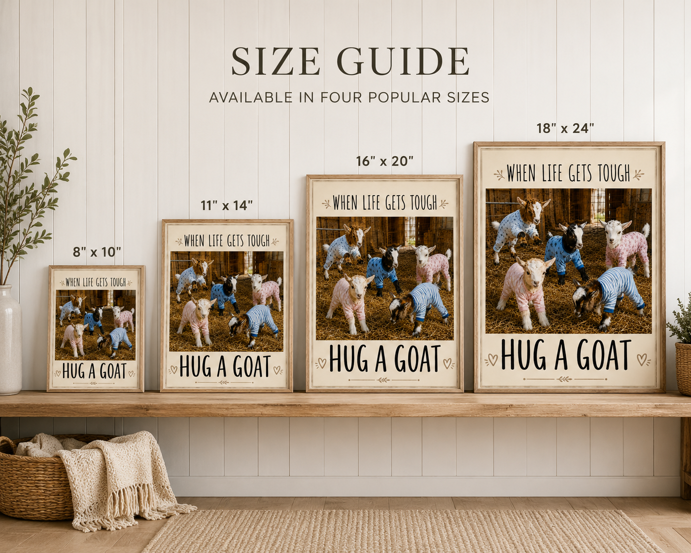 When Life Gets Tough Hug a Goat Poster | Rolled Poster, Farm Animal Wall Art