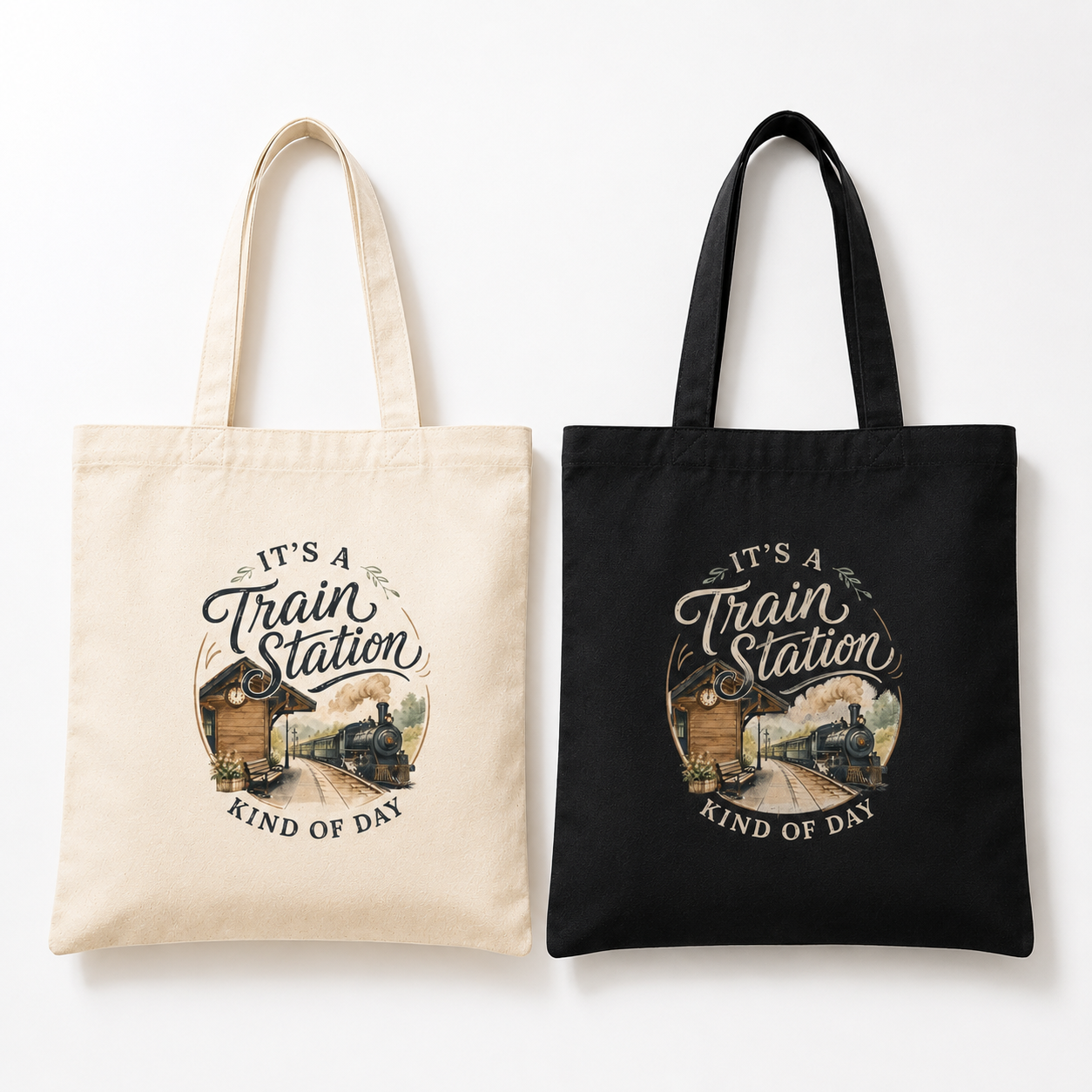 Train Station Vintage Scene Tote Bag | It's a Train Station Kind of Day