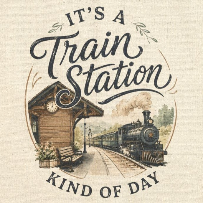 Train Station Vintage Scene Tote Bag | It's a Train Station Kind of Day