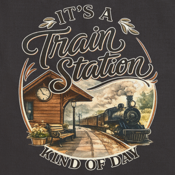 Train Station Vintage Scene Tote Bag | It's a Train Station Kind of Day