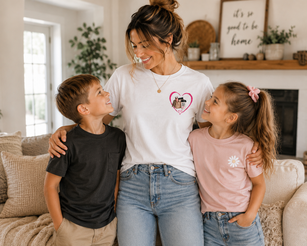 Coffee And Heart Graphic T-Shirt | Mini Chest Design