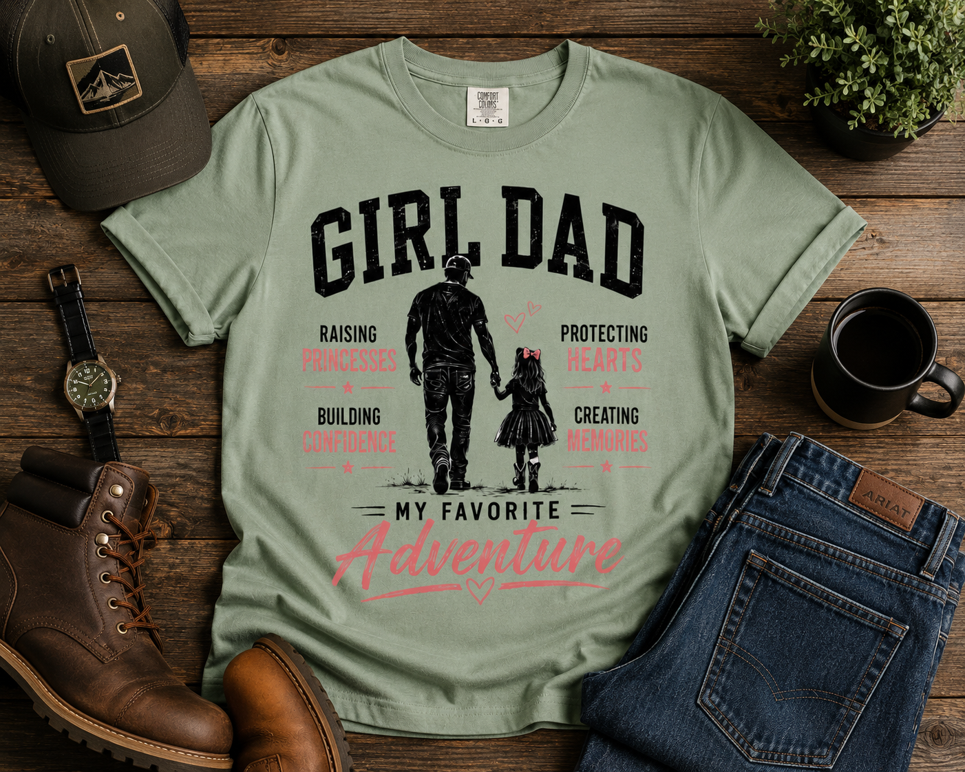 Girl Dad silhouette My Favorite Adventure shirt | Daddy and daughter tee