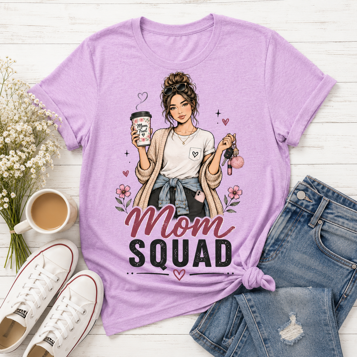 Mom Squad Mom Illustration T-Shirt | Coffee Mom Shirt