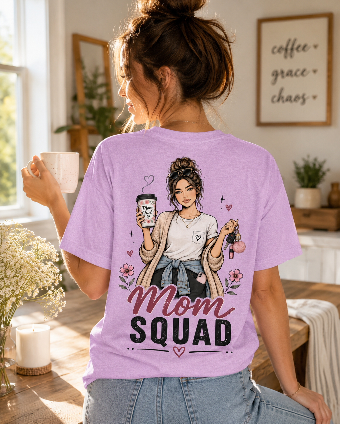 Mom Squad Mom Illustration T-Shirt | Coffee Mom Shirt
