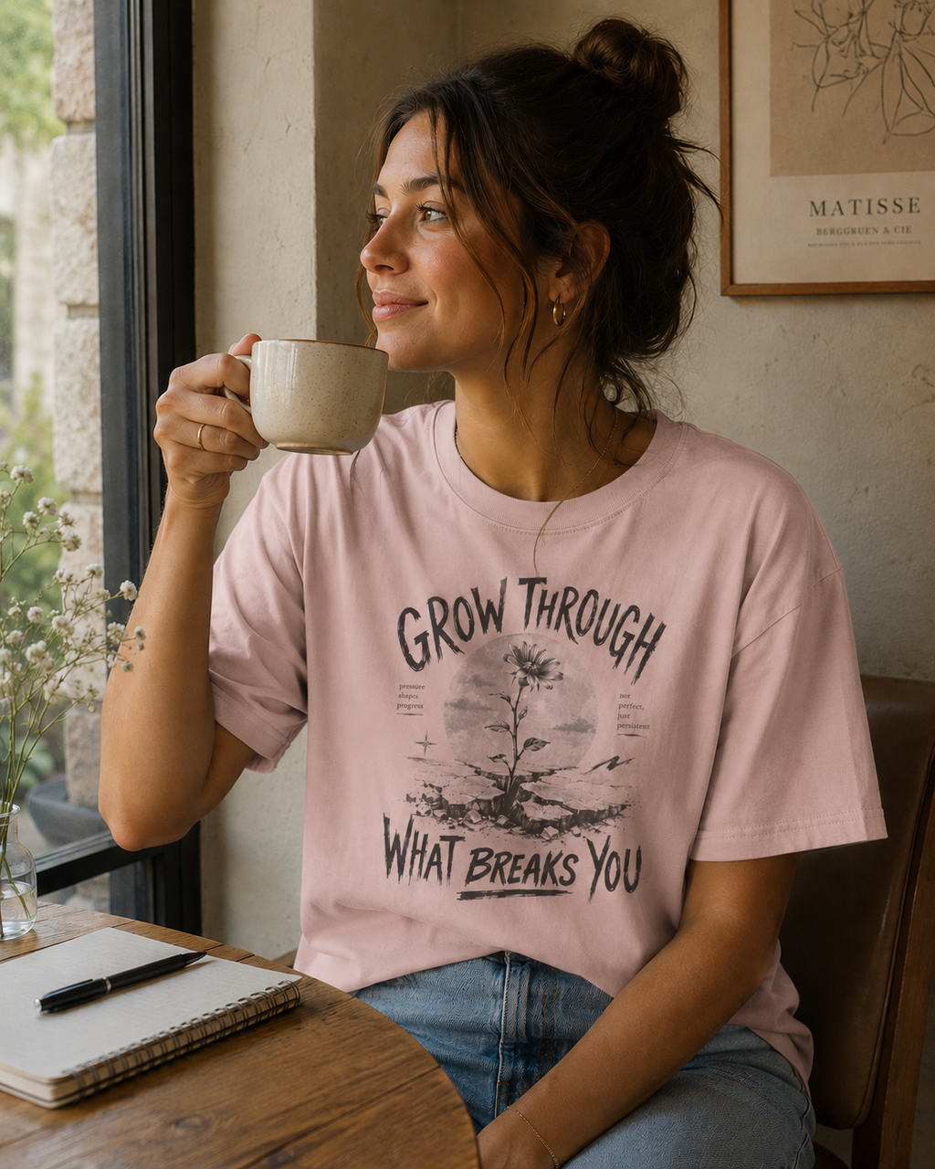 Grow Through What Breaks You T-shirt | Sunflower Resilience Graphic Tee