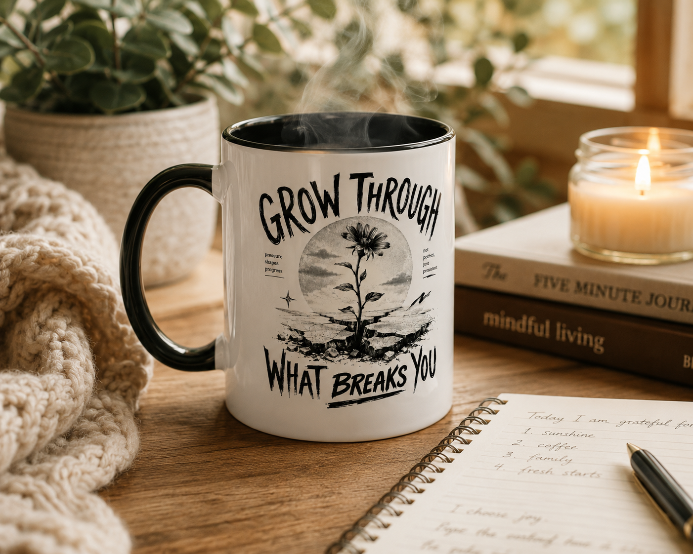 Grow Through What Breaks You Mug | Inspirational Coffee Cup