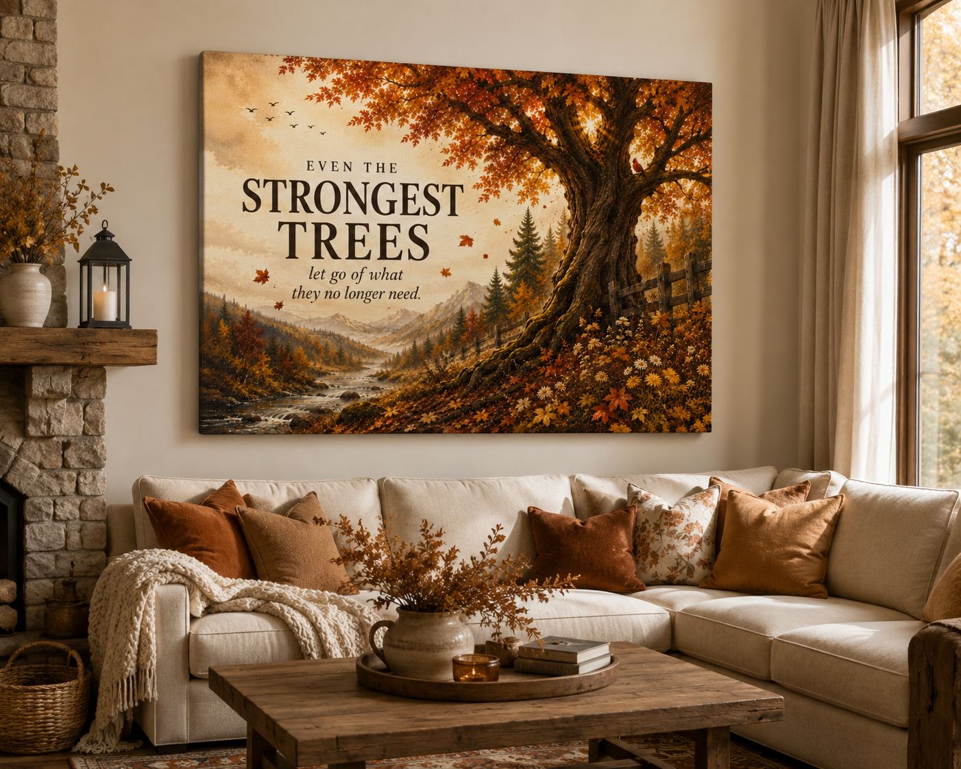 Strongest Trees quote canvas | Matte Stretched Canvas