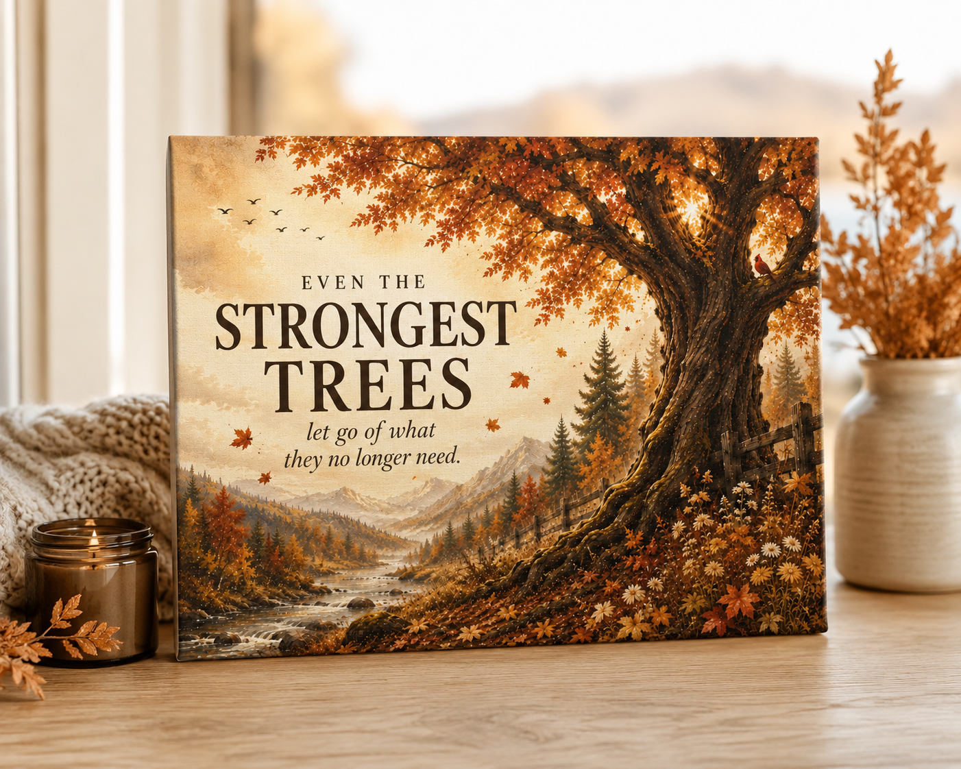 Strongest Trees quote canvas | Matte Stretched Canvas