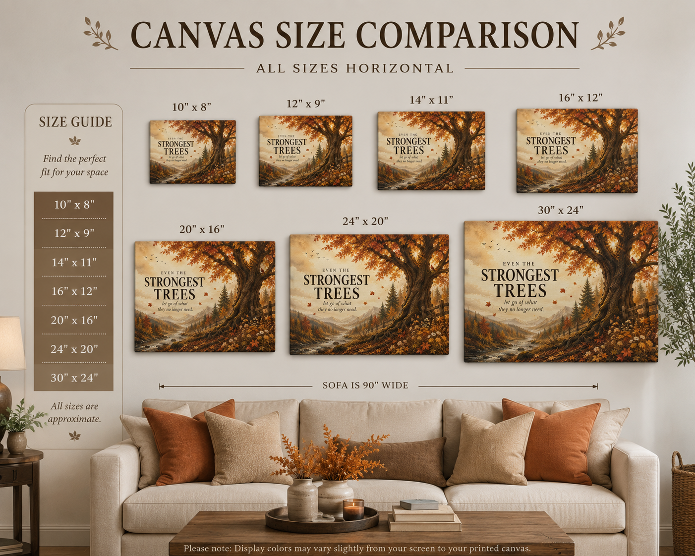 Strongest Trees quote canvas | Matte Stretched Canvas
