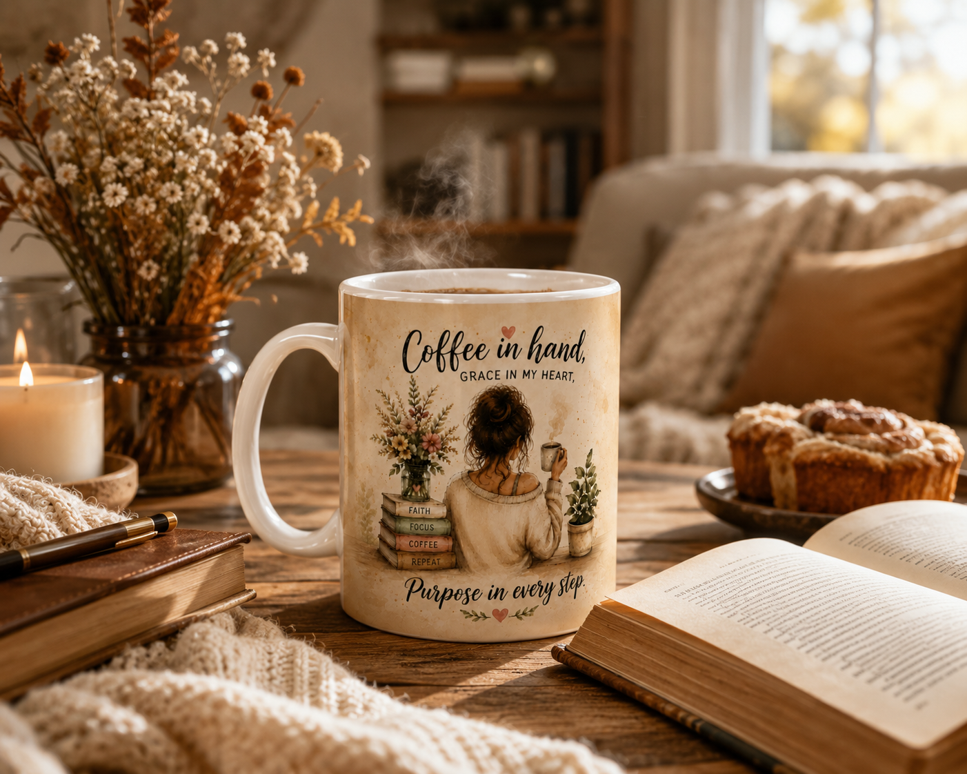 Inspirational Cozy Mug — "Find Joy in the Little Moments" Ceramic Coffee Cup