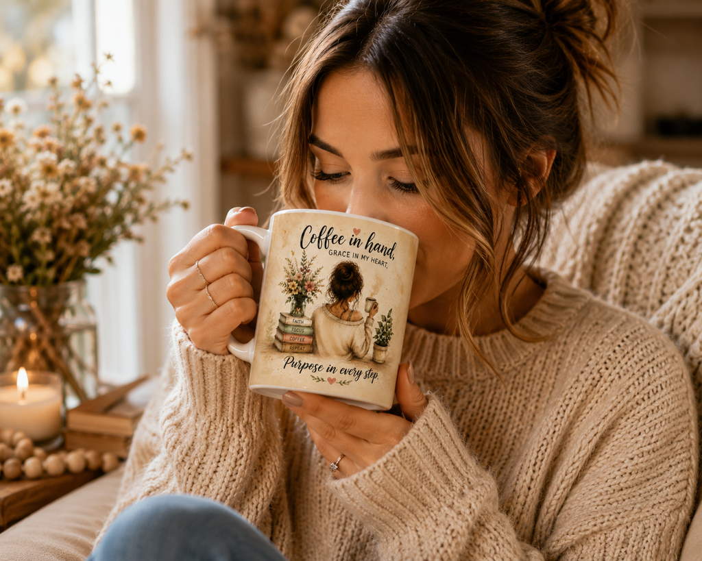 Inspirational Cozy Mug — "Find Joy in the Little Moments" Ceramic Coffee Cup