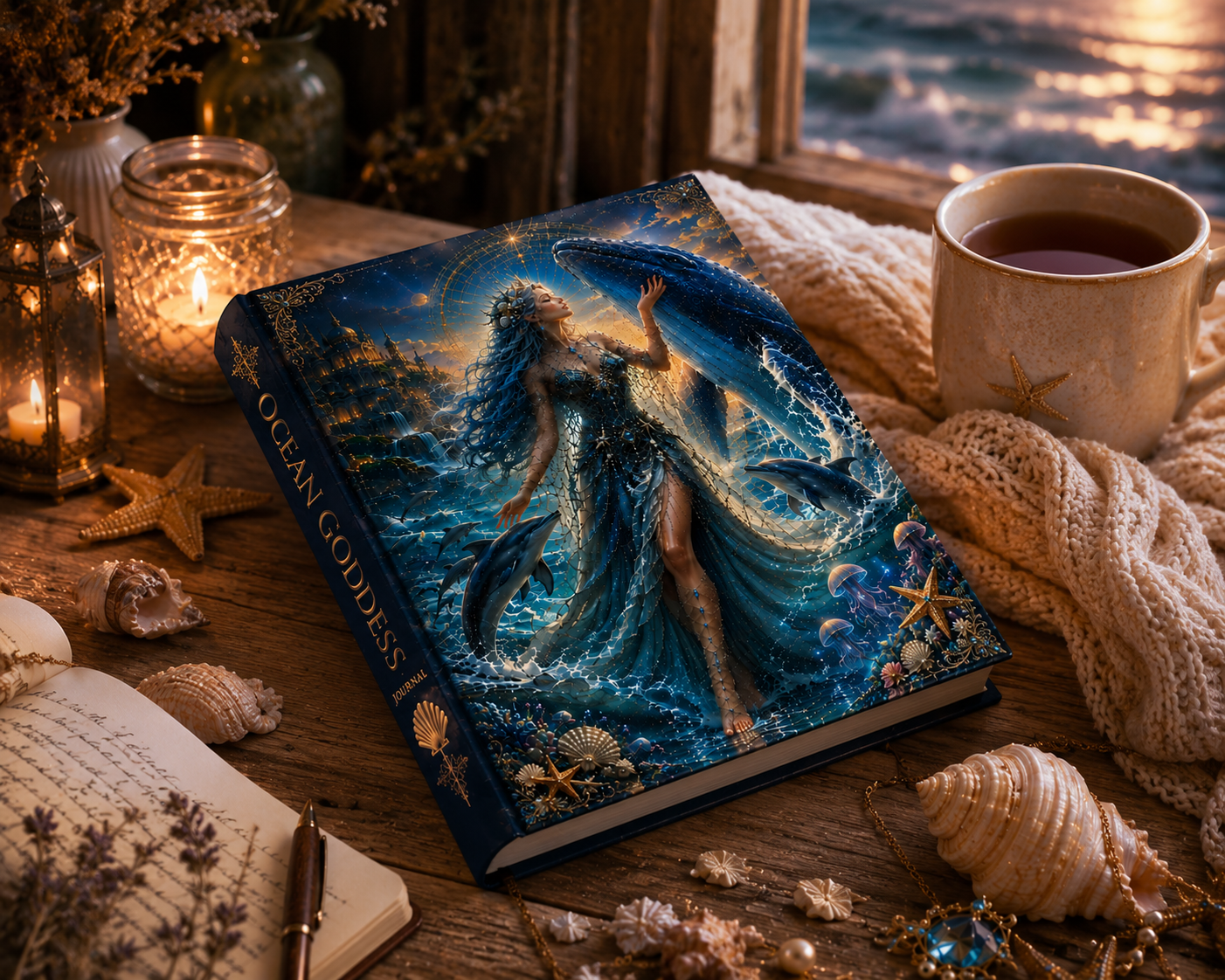 Ocean Goddess Hardcover Journal — Fantasy  Notebook for Dreams & Journaling