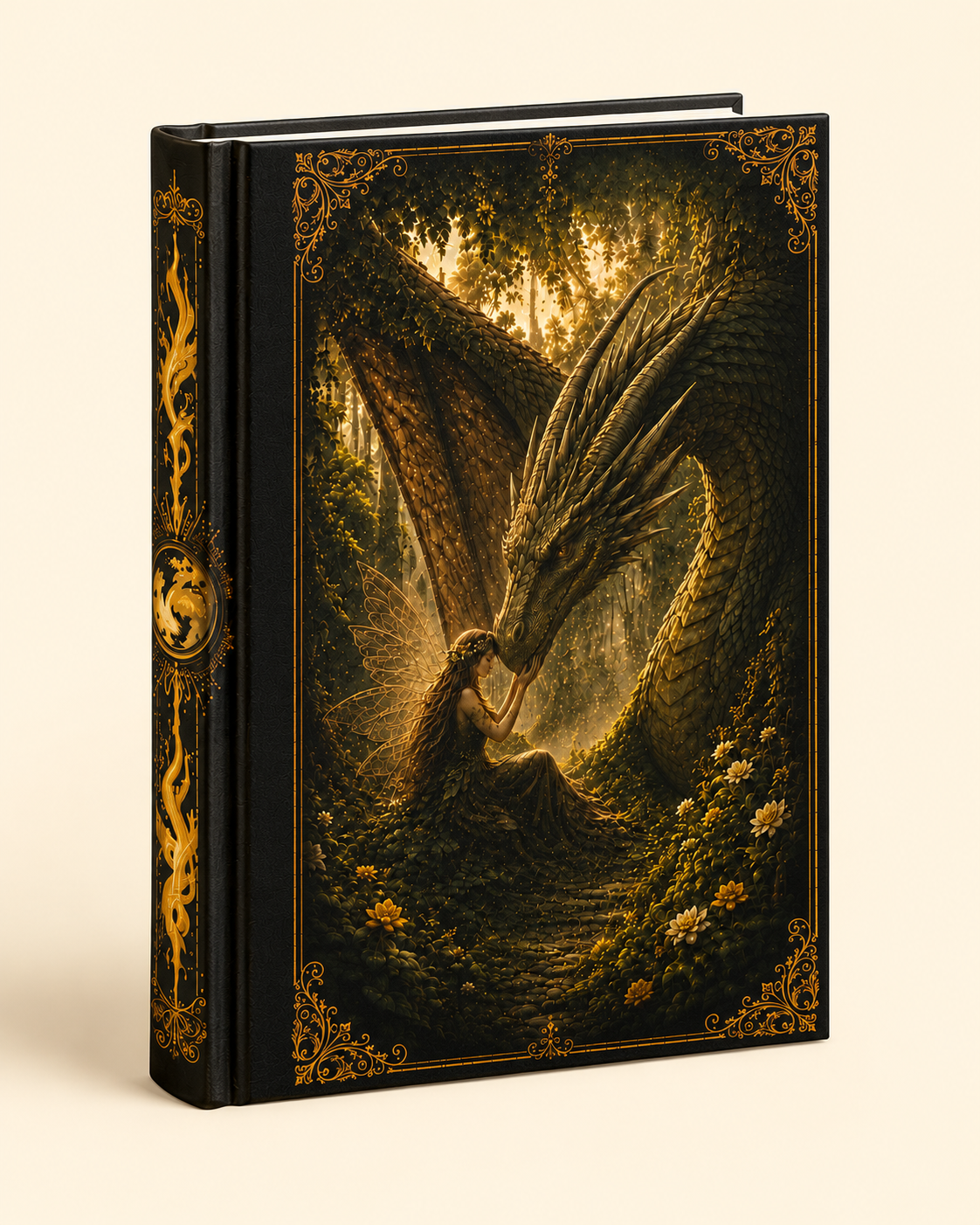 Hardcover Journal — Mystical Dragon & Tree Fantasy Notebook