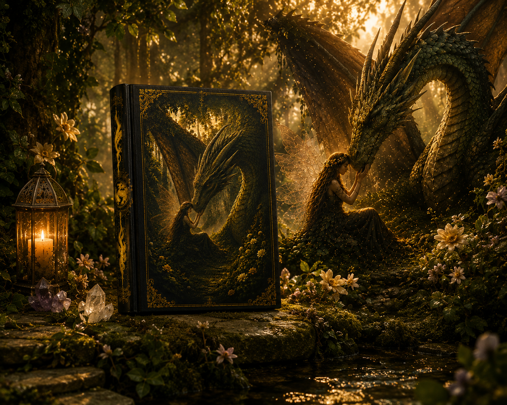 Hardcover Journal — Mystical Dragon & Tree Fantasy Notebook