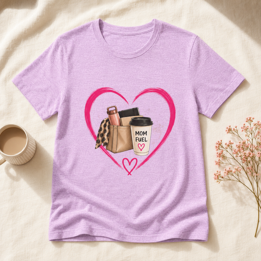 Mom Fuel coffee cup heart T-Shirt | mom life, latte design