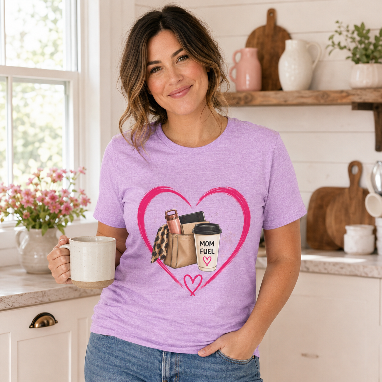 Mom Fuel coffee cup heart T-Shirt | mom life, latte design
