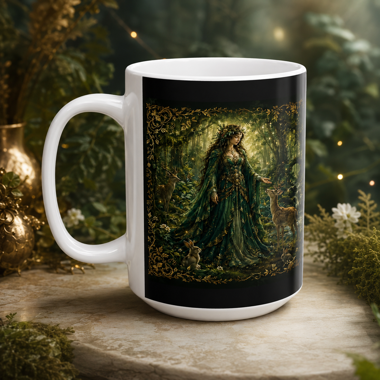 Enchanted Forest Ceramic Mug – Woodland Deer Coffee Cup (11oz & 15oz)