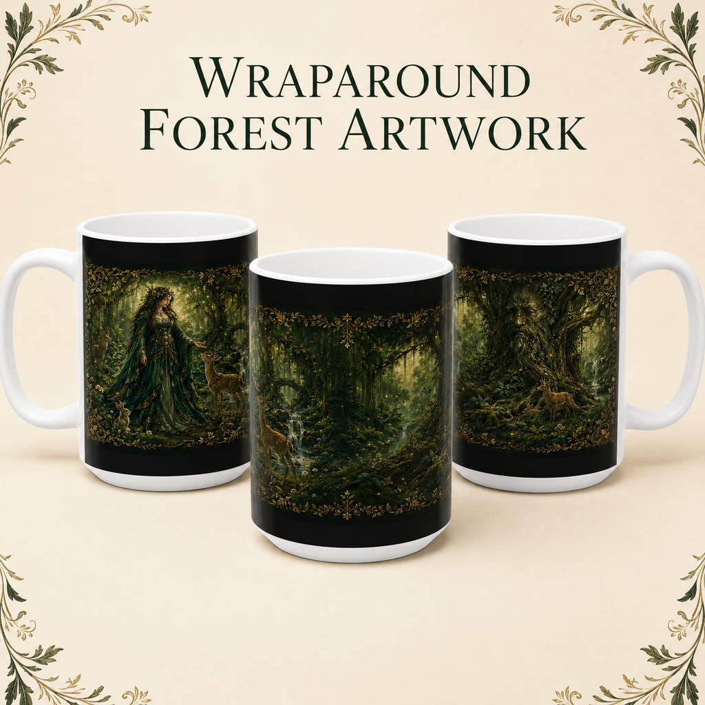 Enchanted Forest Ceramic Mug – Woodland Deer Coffee Cup (11oz & 15oz)