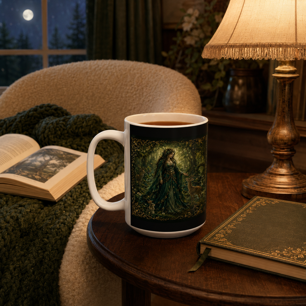 Enchanted Forest Ceramic Mug – Woodland Deer Coffee Cup (11oz & 15oz)